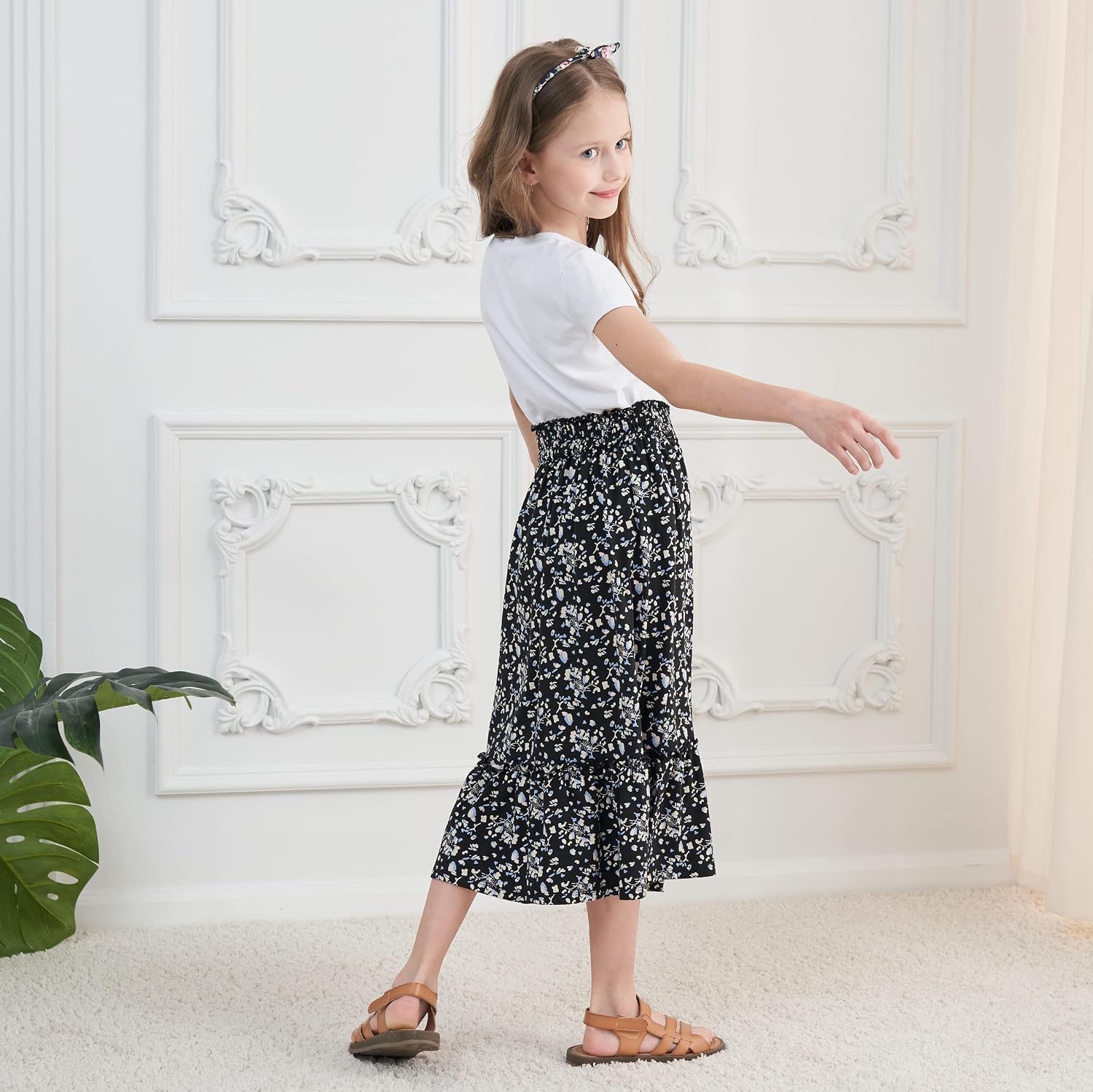 Girls Long Skirt Maxi for Girls Kids Ruffle High Waisted Skirts Summer Cute Boho Clothes
