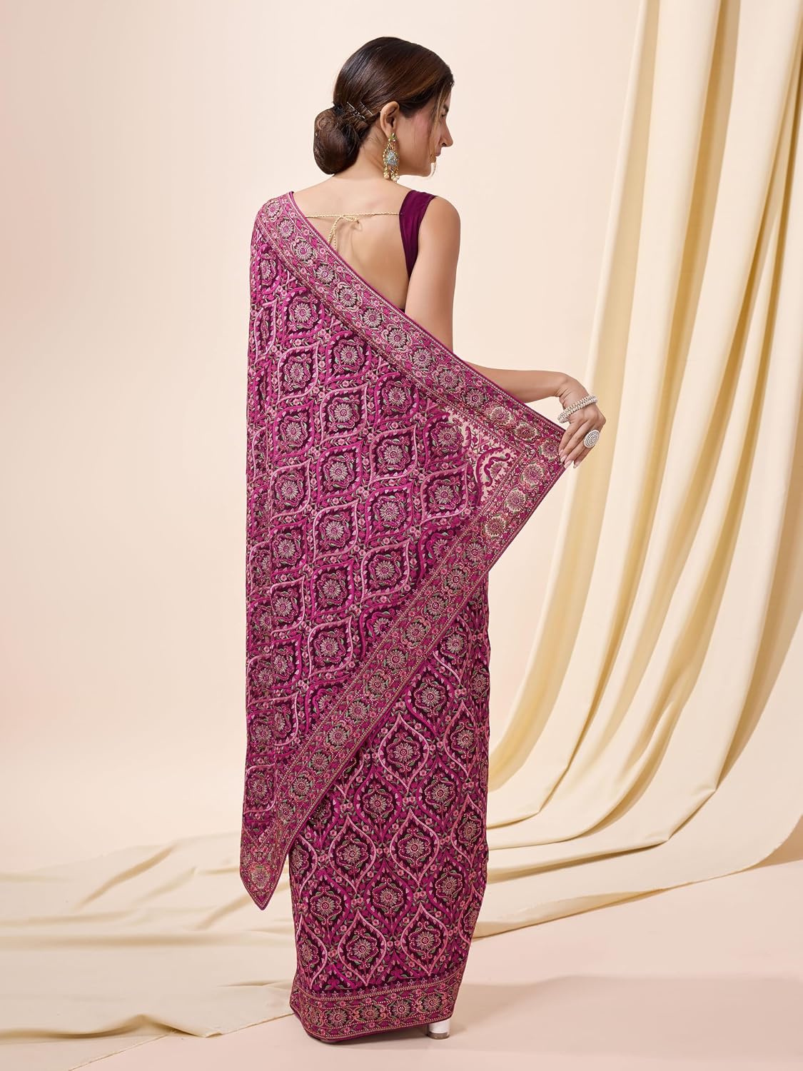 TRENDMALLS Women's Silk Embroidered Heavy Border Saree With Unstitched Designer Blouse saree for women