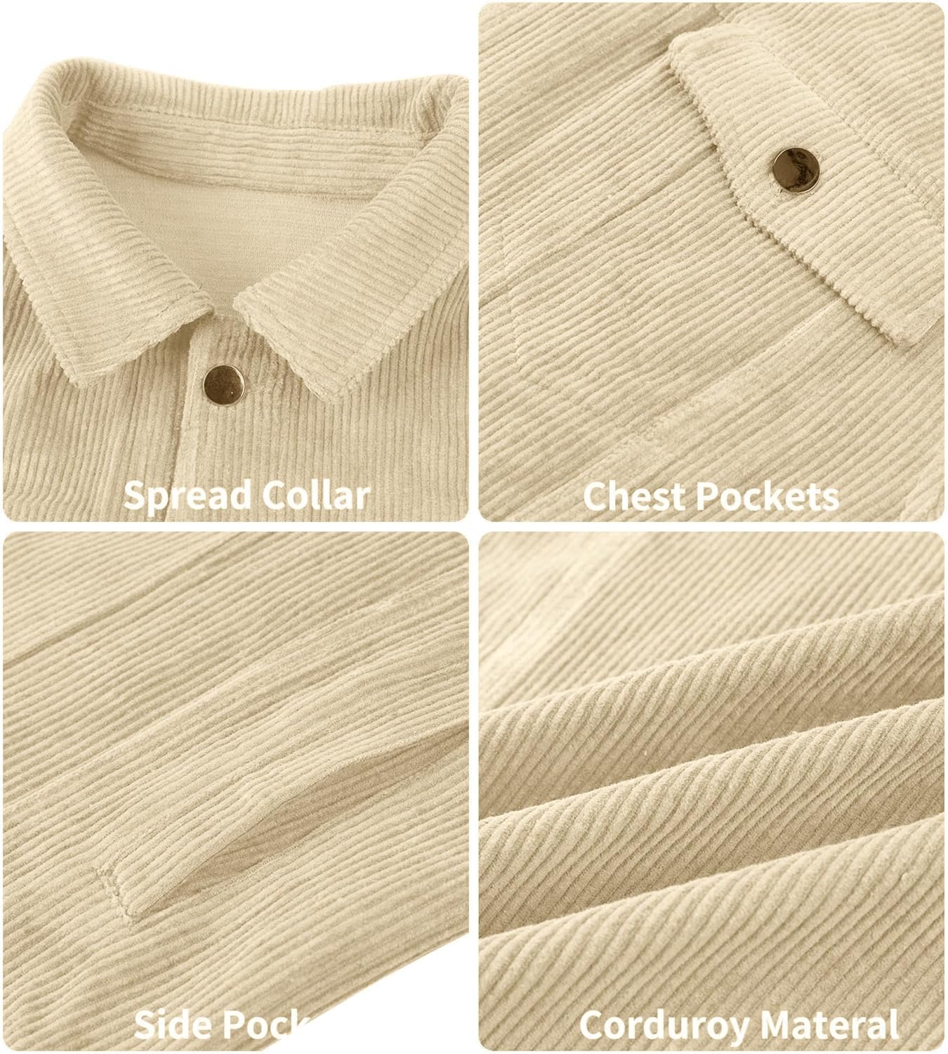 Pretifeel Mens Corduroy Trucker Jacket Slim Fit Button Down Fall Winter Coat