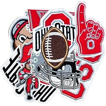 9PCS Ohio Iron On Patches,Embroidered Applique Football for Jeans, T-Shirts, Hats, Backpacks & Sports Gear-Style 1