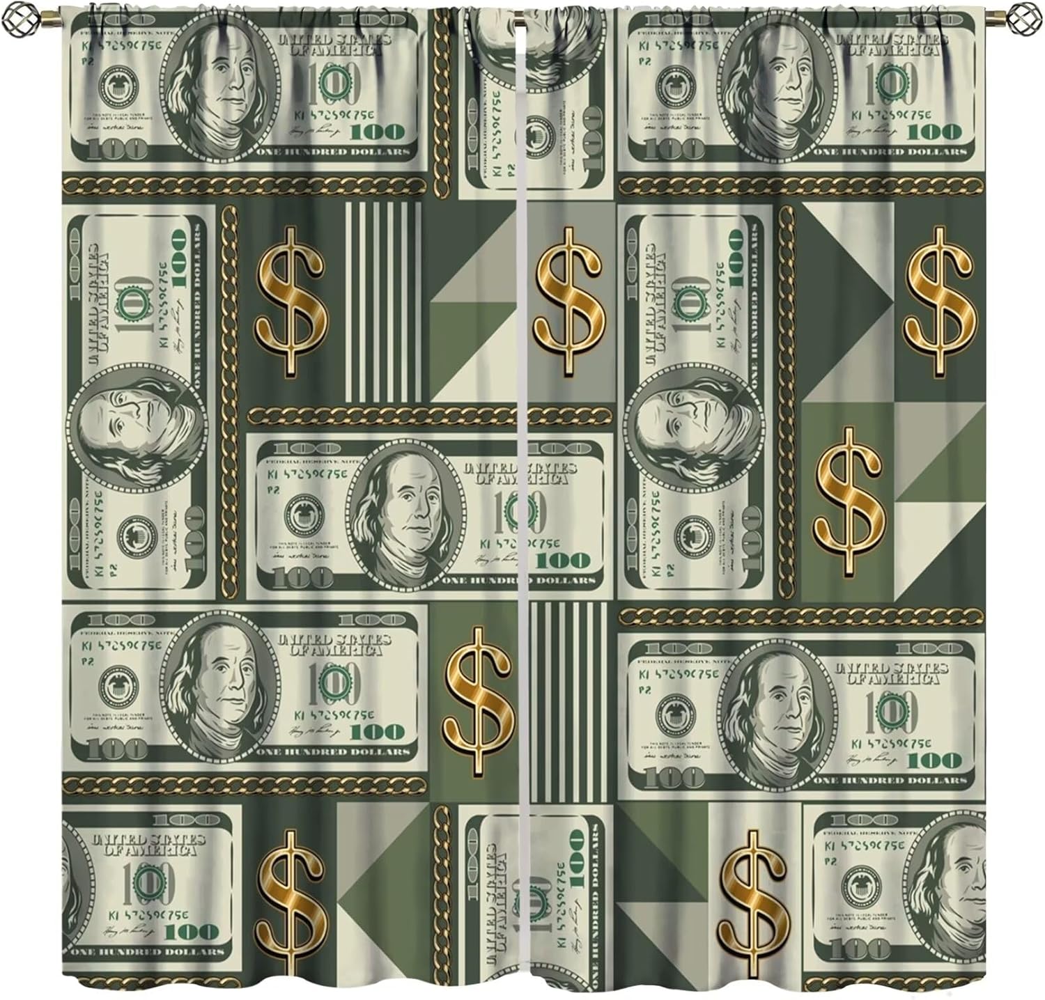 Dollar Blackout Curtains 100 Dollar Currency Vintage Style Printed Curtains Kitchen Bedroom Living Room Curtain Set 42x54 Inch 2 Panels