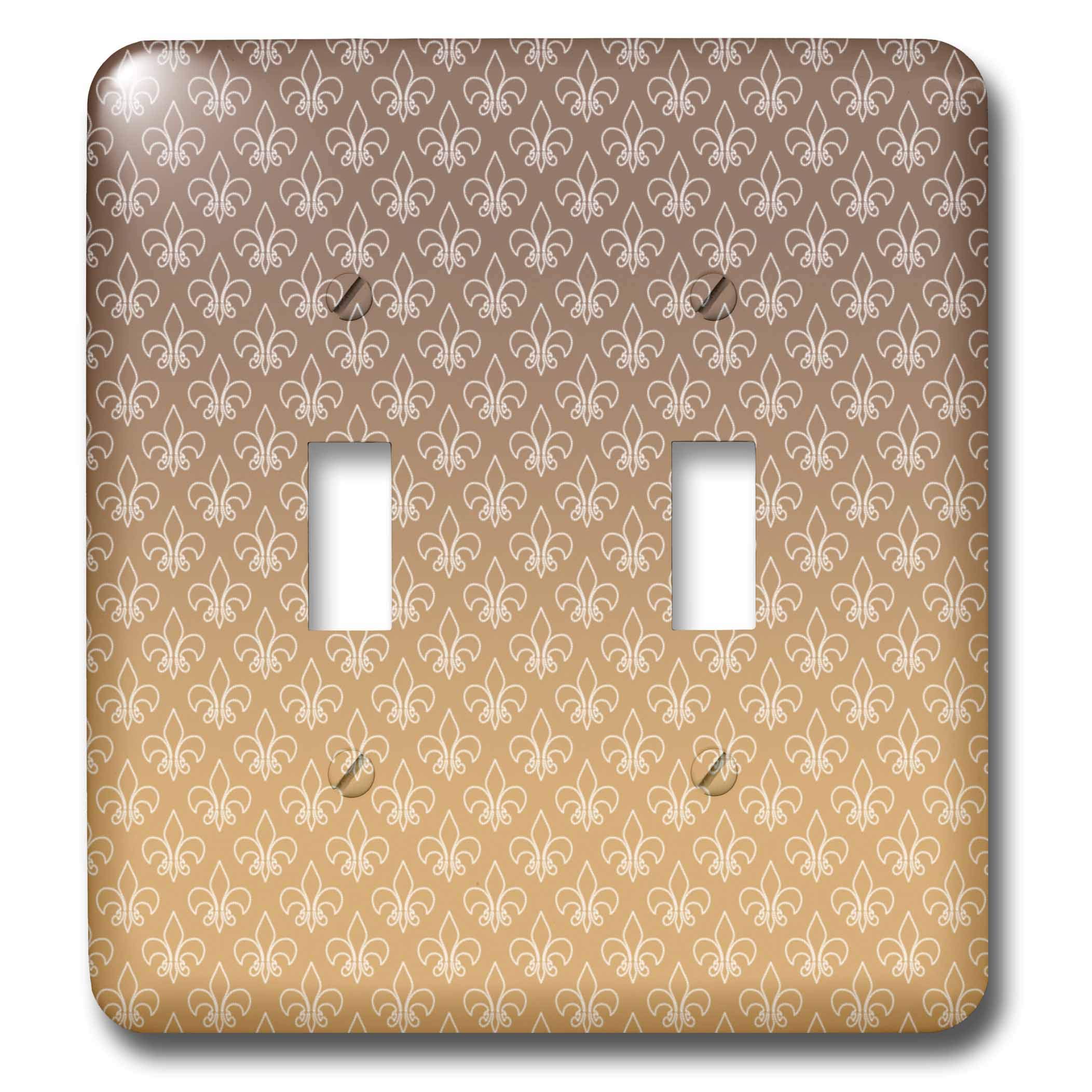 Double interrupteur à bascule blanc avec motif de fleur de lys dorée pour rénovation murale chic