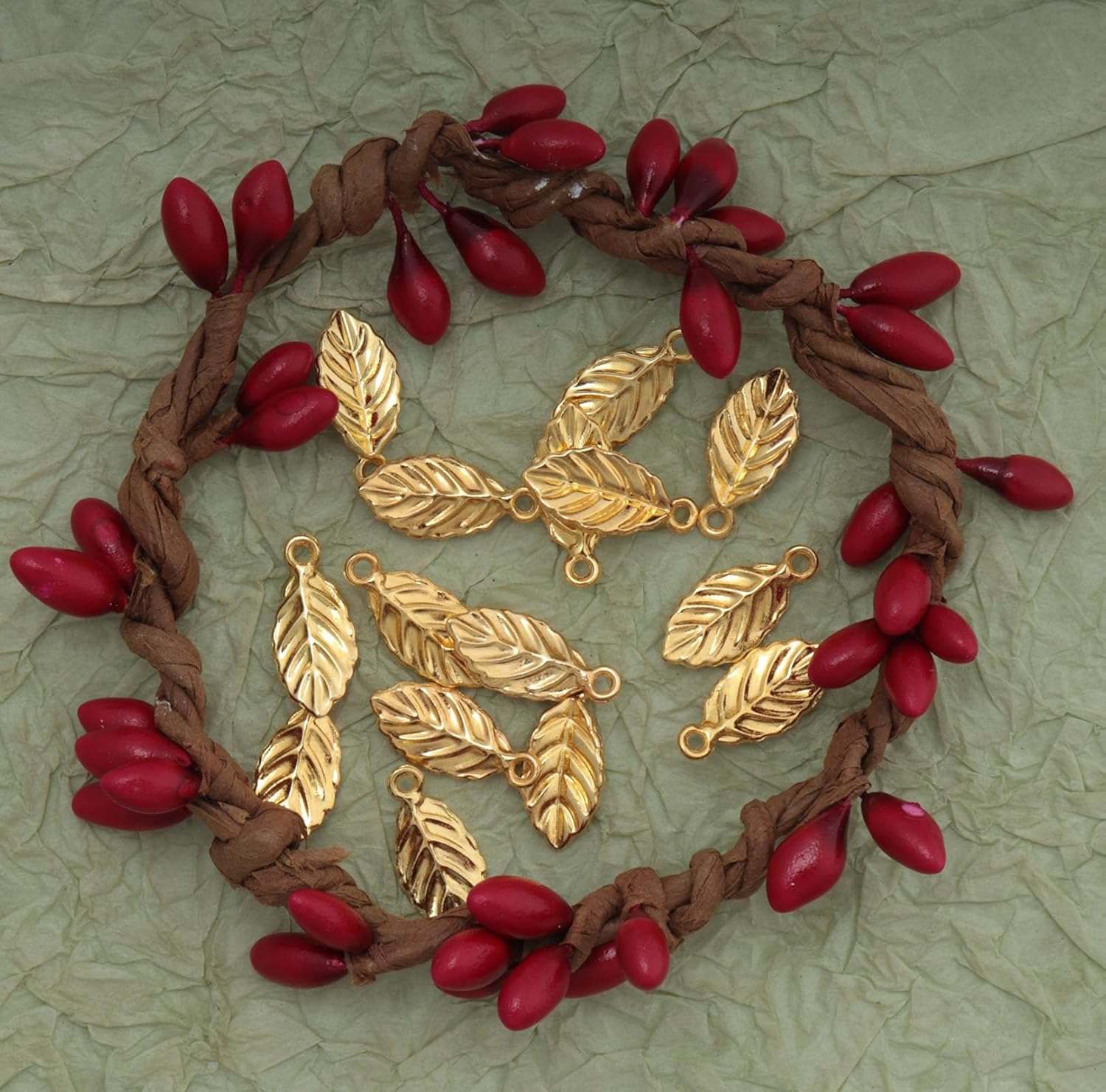 50 Pcs Leaves Charms for Jewelry Making 1.5 X 0.7 cm Small Cute Pendants for DIY Crafting Project Necklace Bracelet Earring Christmas Hanging Decoration Supplies - Image 5