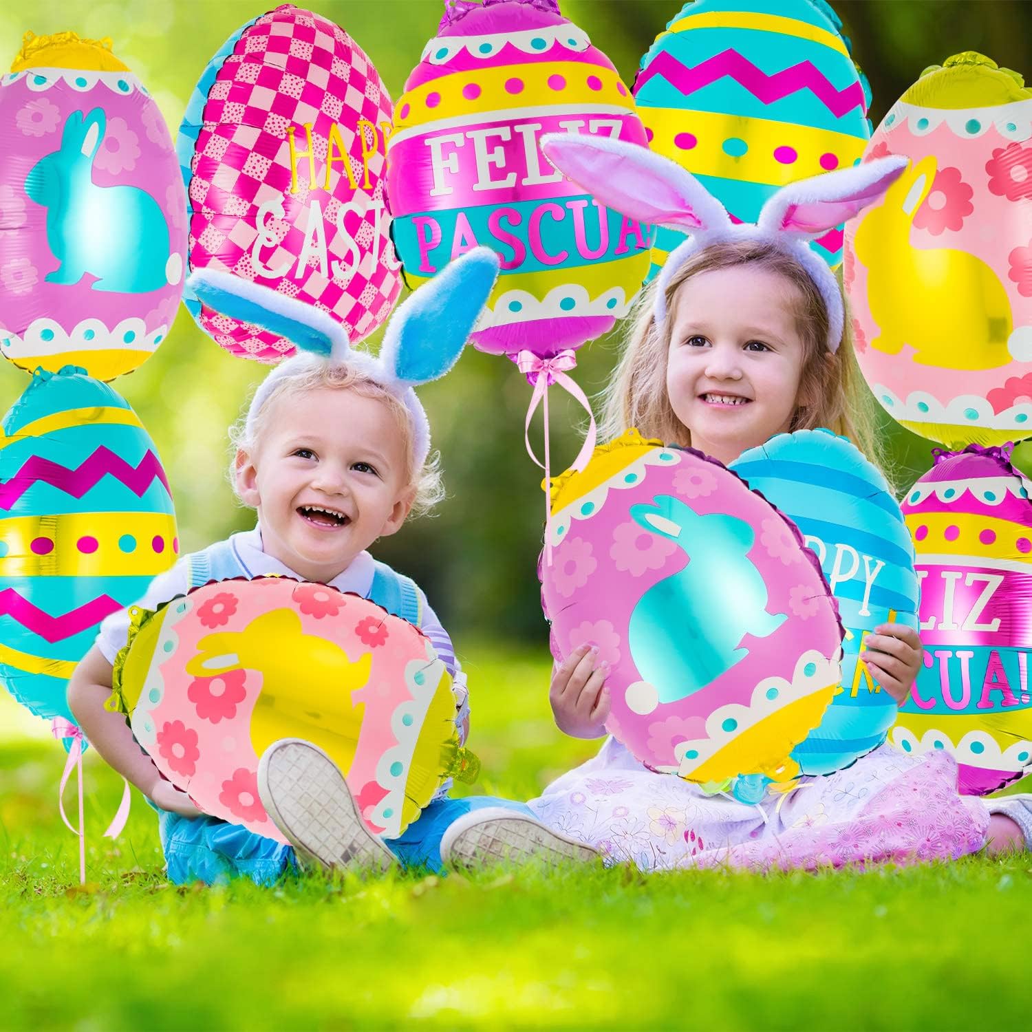 20 PCS Easter Egg Balloons, Happy Easter Foil Balloons, Egg Mylar Balloon for Party Decorations Supplies