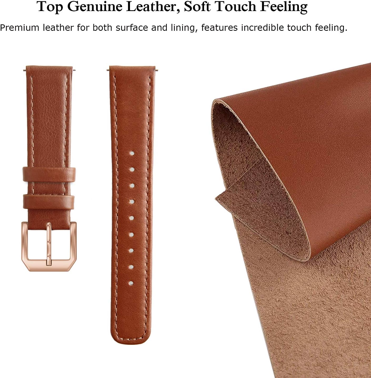 EDIMENS Genuine Leather Strap Compatible with Samsung Galaxy Watch 3 41mm / Galaxy Watch Active 40mm / Active 2 44mm / Galaxy Watch 42mm - Image 4