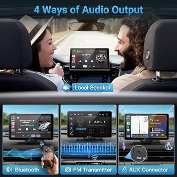 CARPURIDE 7 Inch Carplay Screen for Car,Wired/Wireless CarPlay Screen for Apple CarPlay & Android Auto, Mirror, Siri, Bluetooth, Navigation, External MIC Port, TF Card/USB Playback