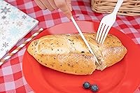 Vista 9 de POSATE Plastic Plates Disposable 60 PCS, Heavy Duty 30 Dinner Plates 10.25" and 30 Dessert Plates 7.5" for Party, Red Rojo