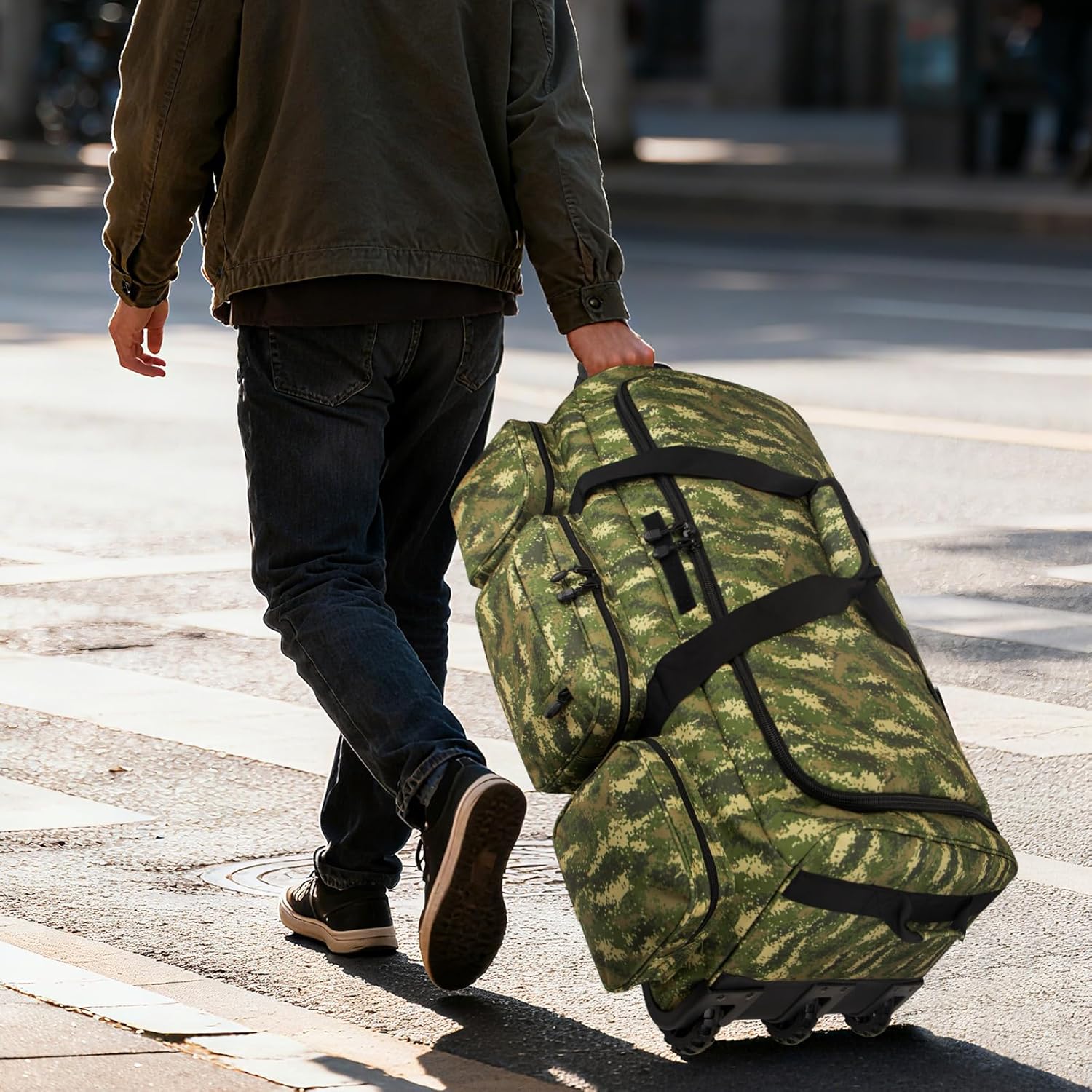 Rolling Duffle Bag with Wheels, 120L Military Luggage Bag for Travel,Large Tactical Heavy Duty Duffel Bags for Deployment Camping Sporting & Outdoor Adventures - Image 7