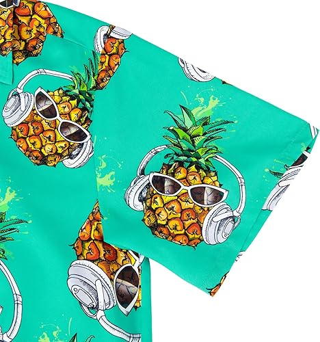 Miniatura 6 de Camisa hawaiana para hombre, de manga corta, para playa, tropical, verano, vacaciones, informal, con botones, camisa Aloha