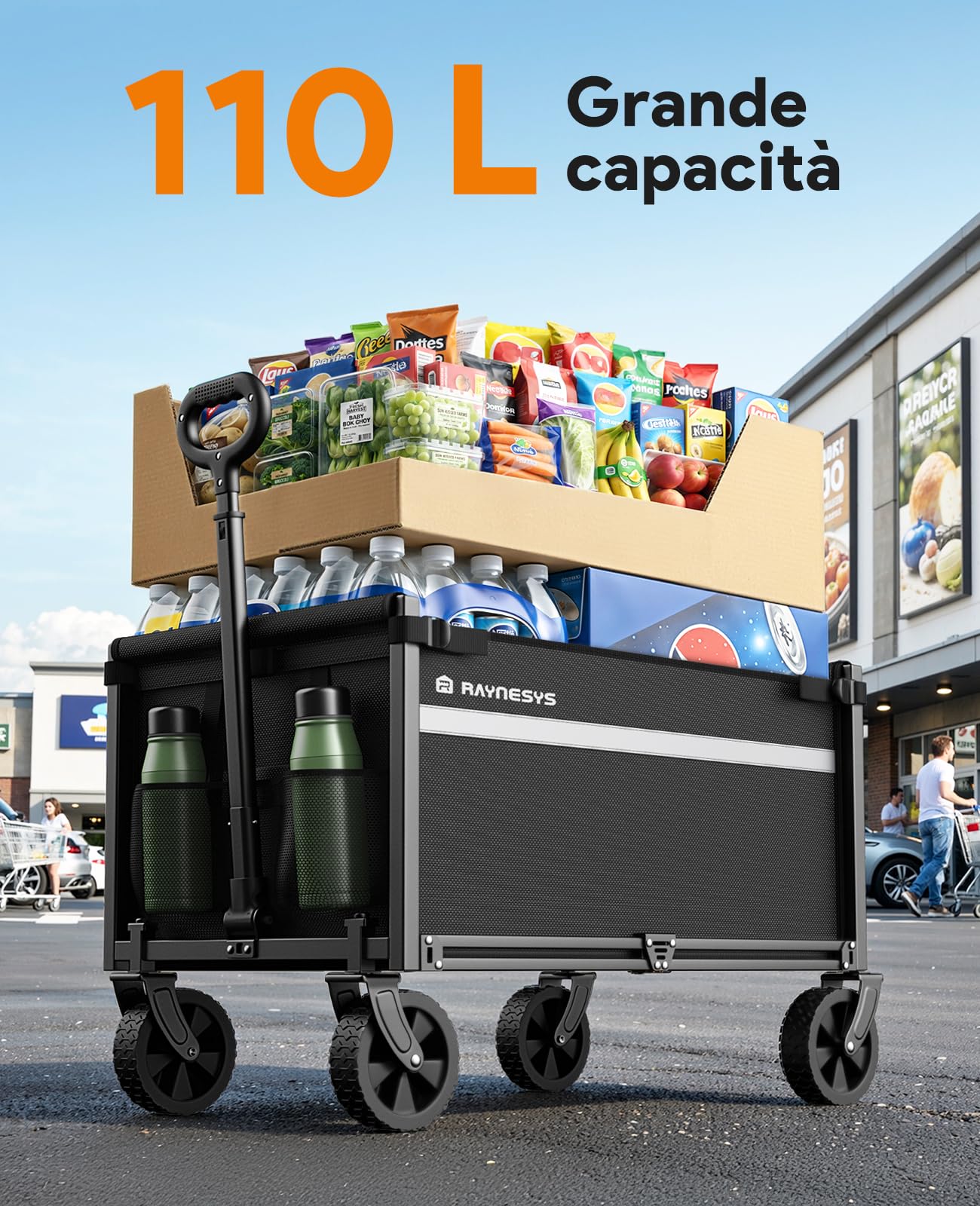 Carrelli Pieghevoli, Carrello a mano pieghevole da 330 Libbre, Carrelli Pieghevoli Resistenti con Ruote, Carrello Portatile Multiuso per Campeggio, Spesa, Sport, Giardinaggio, Acquisti, Nero Chiaro