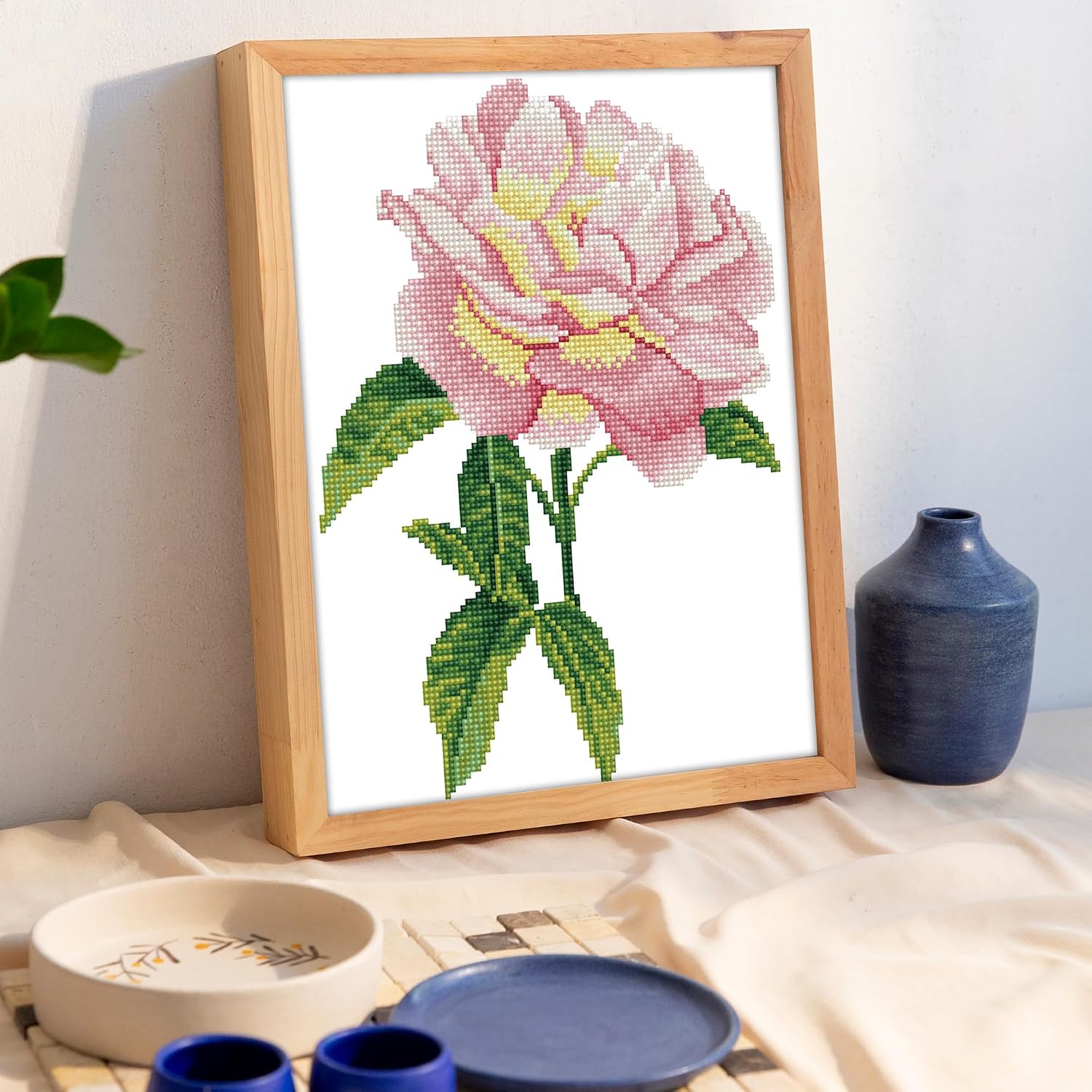 DIAMOND DOTZ Pink Rose Flower Diamond Painting Kits for Adults - Diamond Art Kits a Relaxing Creative Craft Kit with Dotz Gems 10"x14"
