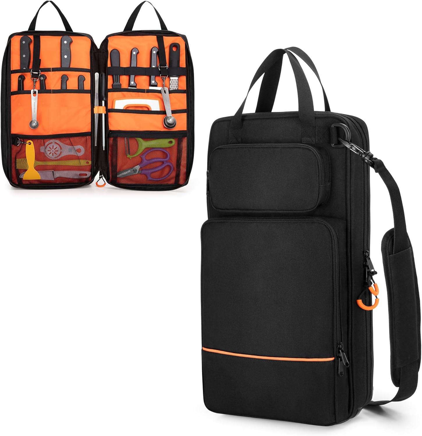 Damero Chef Knife Bags, Chef Storage Bag with 9 Slots and 2 Mesh Pockets, Knife Bag for Chefs Professional with Top Handles and Detachable Shoulder Strap for Kitchen Tools & Chef Utensils