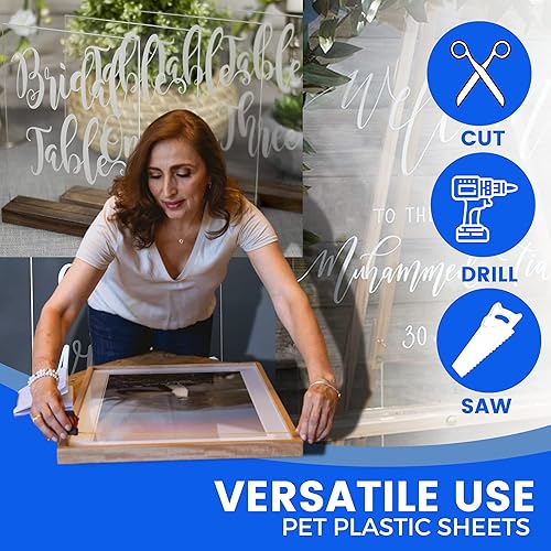 Vista 20 de Calpalmy - Paquete de 5 láminas de PET, paneles de plexiglás de 0.04 pulgadas, para proyectos de manualidades, portarretratos, Cricut, corte