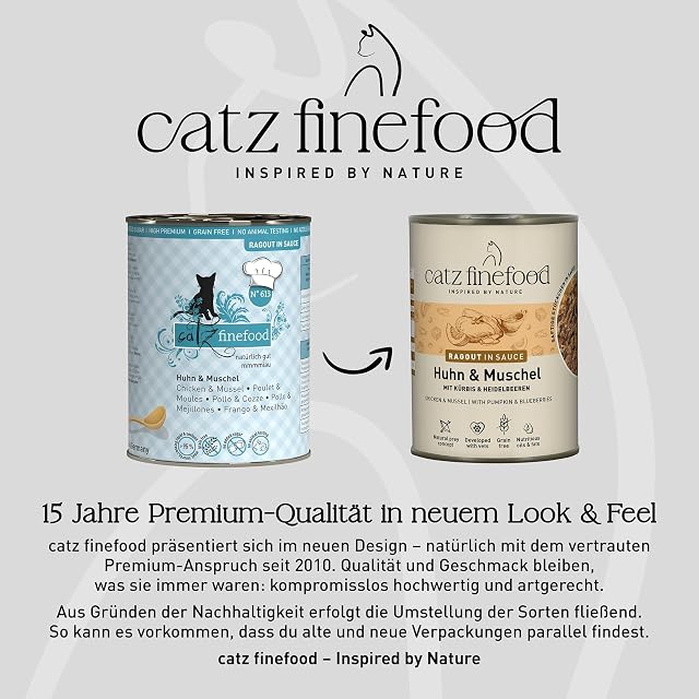 Foto 4 de 8 de catz finefood Ragout N° 613 - Comida húmeda para Gatos con Pollo y Concha para Gatos, en Salsa sin Cereales…