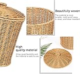 Lpitoy Wicker Trash Can Woven Trash Can Rattan Waste Basket with Lid Wicker Basket Woven Storage Basket Round Trash Bin Rubbish Basket Garbage Can Clothes Container - 3