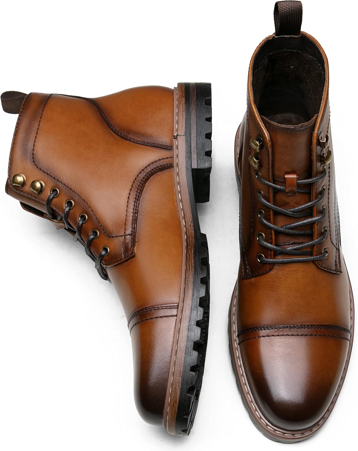 Jousen Mens Boots Premium Leather Cap Toe Casual Boots Chukka Dress Boots for Men - Image 5