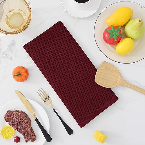 Miniatura 358 de Homaxy Trapo de cocina de 100% algodón, tejido de punto gofre, ultrasuaves, absorbentes, de secado rápido, para limpiar, 13 x 28 pulgadas, paquete