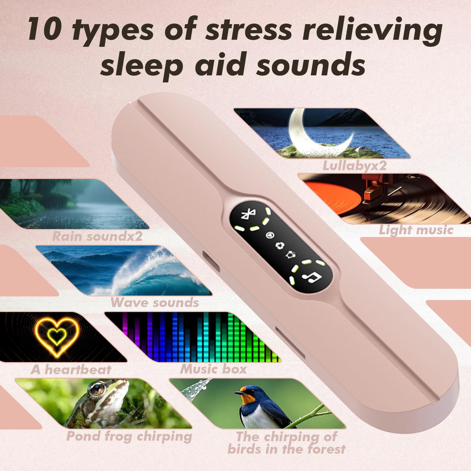 Altoparlante a conduzione ossea per dormire, 3 modalità Bluetooth, dispositivo per rumore bianco per dormire sotto il cuscino, migliora il sonno, dorme sul fianco, per ufficio (rosa)