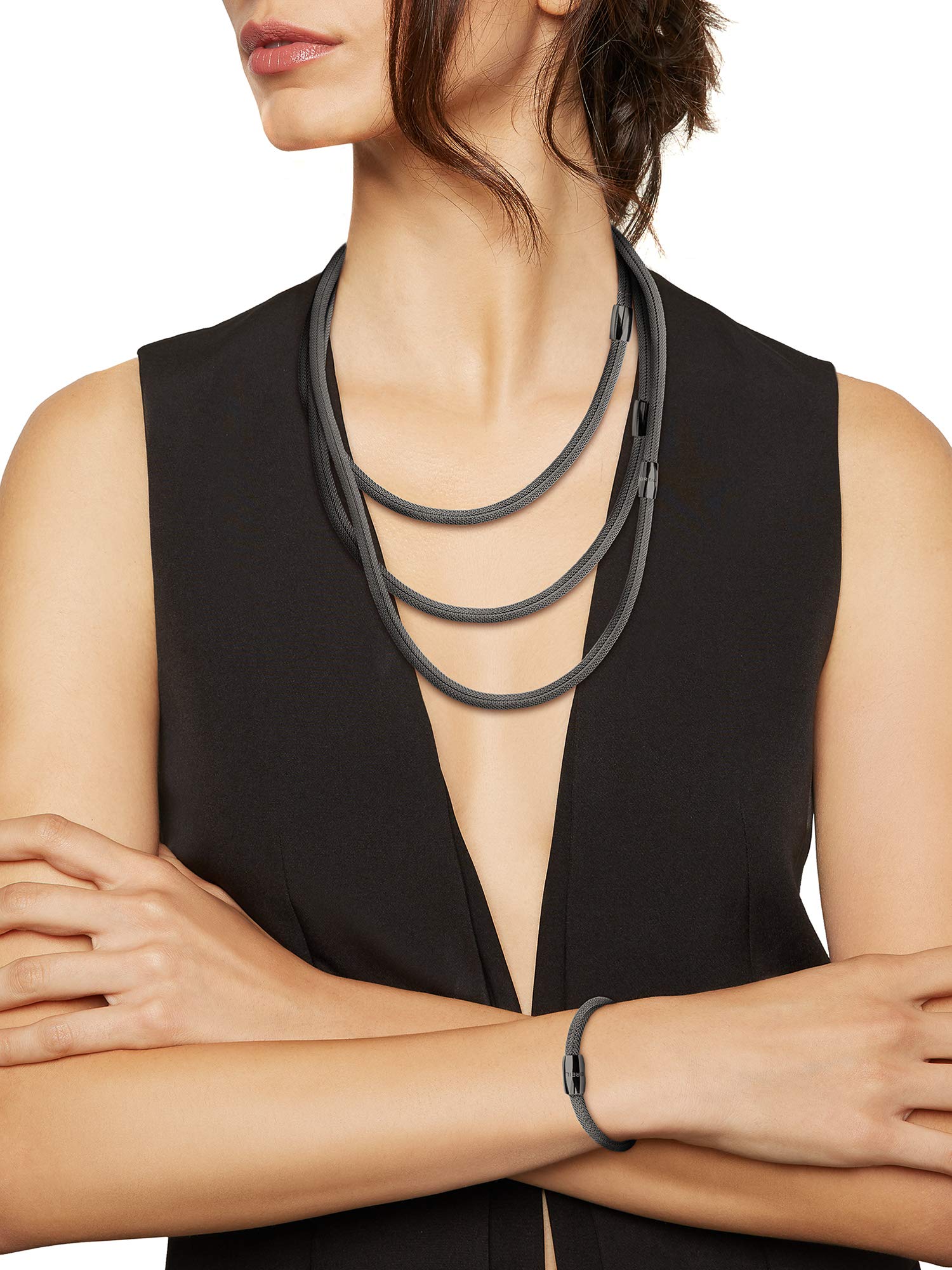 Breil - Soft Set XL - Collana XL, Collana, Girocollo e Bracciale Donna Collezione MAGNETICA SYSTEM TJ2840 - Trasformabili e Abbinabili ad Altri Elementi della Collezione - in Maglia d'Acciaio Silver