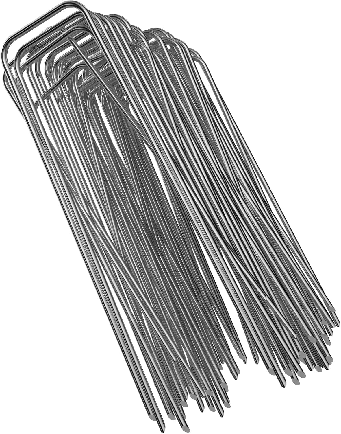 GROWNEER 100 Packs 6 Inches Heavy Duty 11 Gauge Galvanized Steel Garden Stakes Staples Securing Pegs for Securing Weed Fabric Landscape Fabric Netting Ground Sheets and Fleece