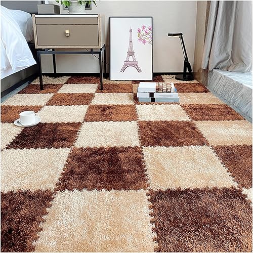 Miniatura 9 de 10 tapetes de juego de espuma entrelazados, tapetes de felpa suave con bordes, tapete de rompecabezas para gatear tapete de juego yoga, 12 x 12