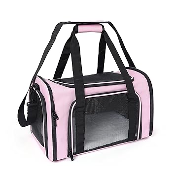 Mile High Life | Outdoor Travel Pet Carrier | Kitty Puppy Cat Carriers | Collapsible Dog Carrier for Small Medium Dogs | Cat Crates w Breathable Mesh with Soft-Sided (Pink, Medium)