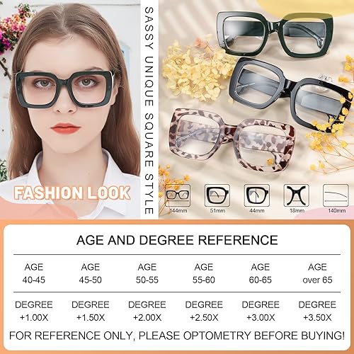 Miniatura 10 de MARE AZZURO Gafas de lectura para mujer, de gran tamaño, cuadradas, para lectores 1.0, 1.25, 1.5, 1.75, 2.0, 2.25, 2.5, 2.75, 3.0, 3.5, 4.0, 5.0, 6.0