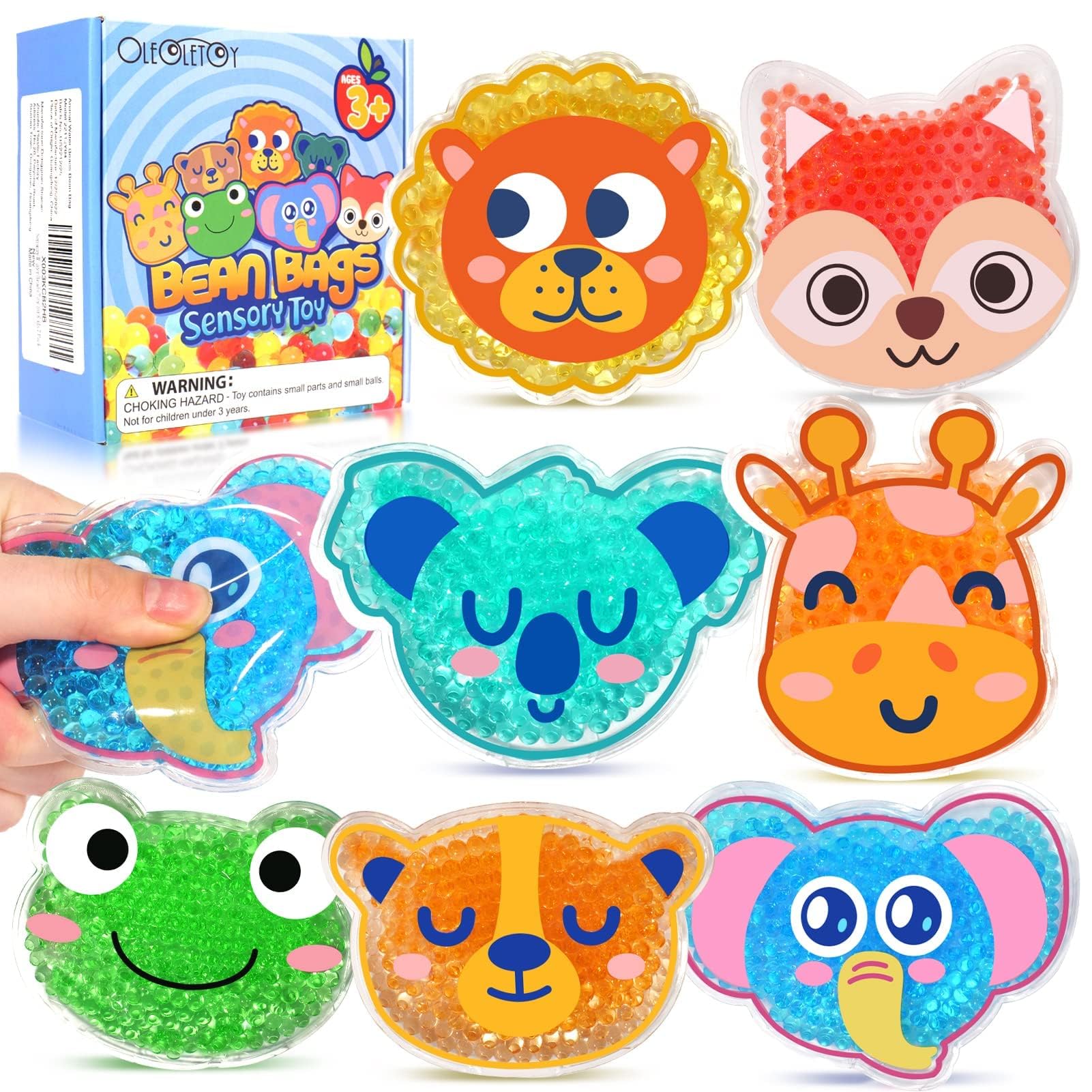 Squishy Sensory Fidget Toys with Autism: OleOletOy 7 Pack Animal Sensory Toy for Autism, Sensory Bean Bags Squishy Toys for Calm Down Corner, Classroom Prize, Party Favors, and Travel Toy Gifts