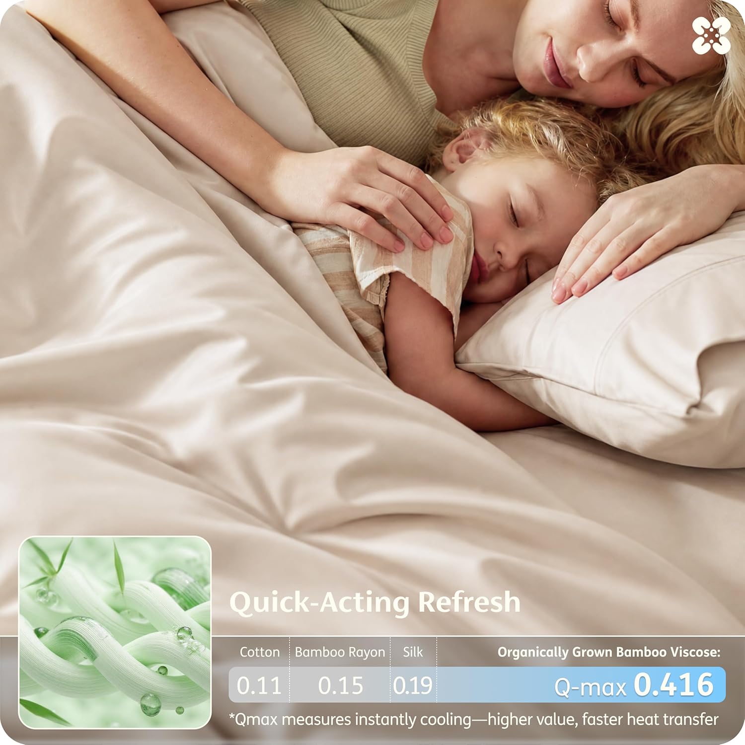Bedsure 100% Organically Grown Bamboo Viscose Duvet Cover Set Queen Size | Cooling Bedding Set for Hot Sleepers | PureWoven Luxury Silky Soft | No Insert | 2 Pillow Shams (Beige, 90"x90")
