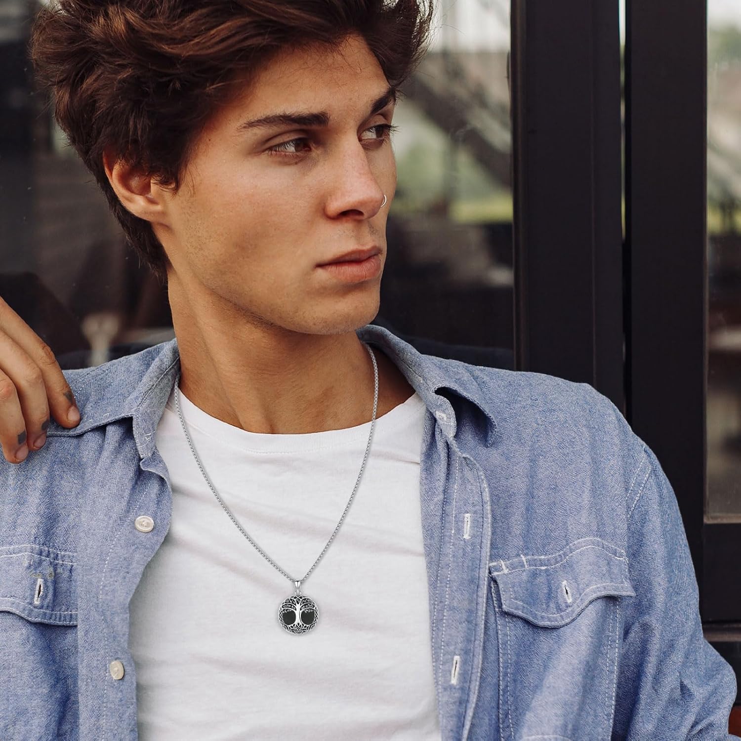 Tree of Life Necklace Tree of Life Pendant 925 Sterling Silver Abalone Shell Opal Malachite Turquoise Moonstone Crystal Necklace Celtic Knot Family Tree Jewelry for Men Women Fathers Day - Image 5