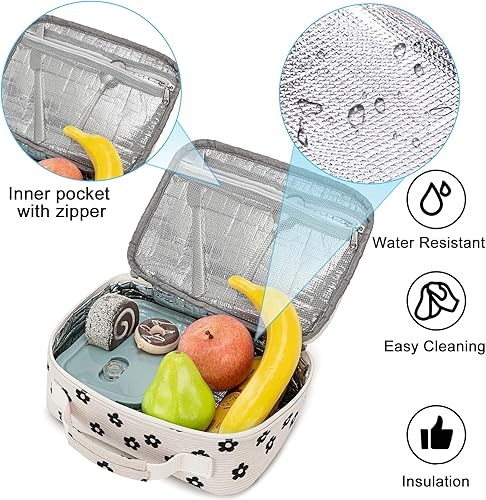 Miniatura 8 de Bluboon Lonchera para niños y niñas, lonchera aislada para la escuela, lonchera de pana organizadora, bolsa de almuerzo para niños y niñas (pana