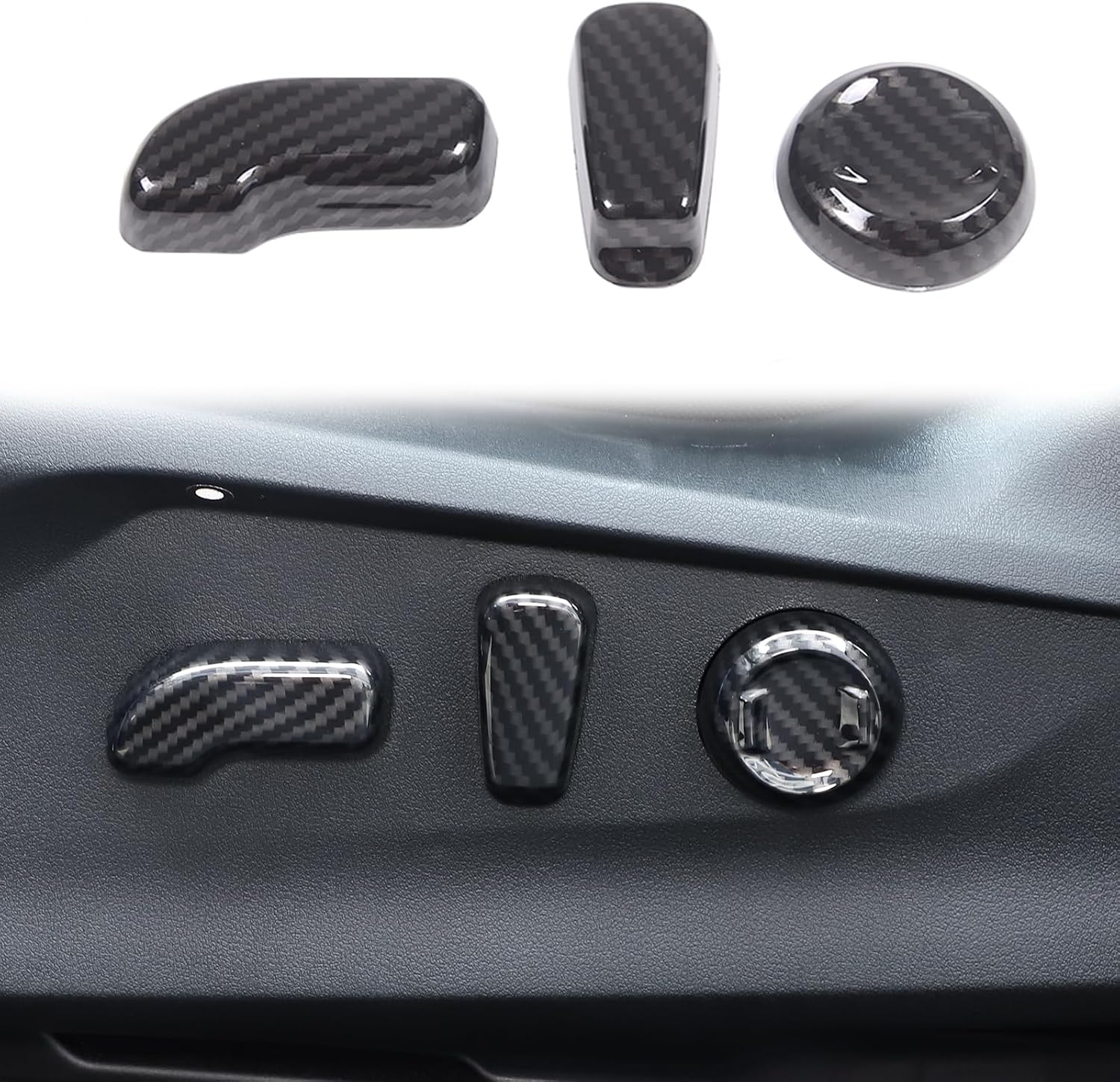 3PCS Seat Adjustment Button Cover Compatible with Subaru WRX 2022 2023 ABS Door Seat Adjustment Button Trim Accessories (Carbon Fiber Pattern)