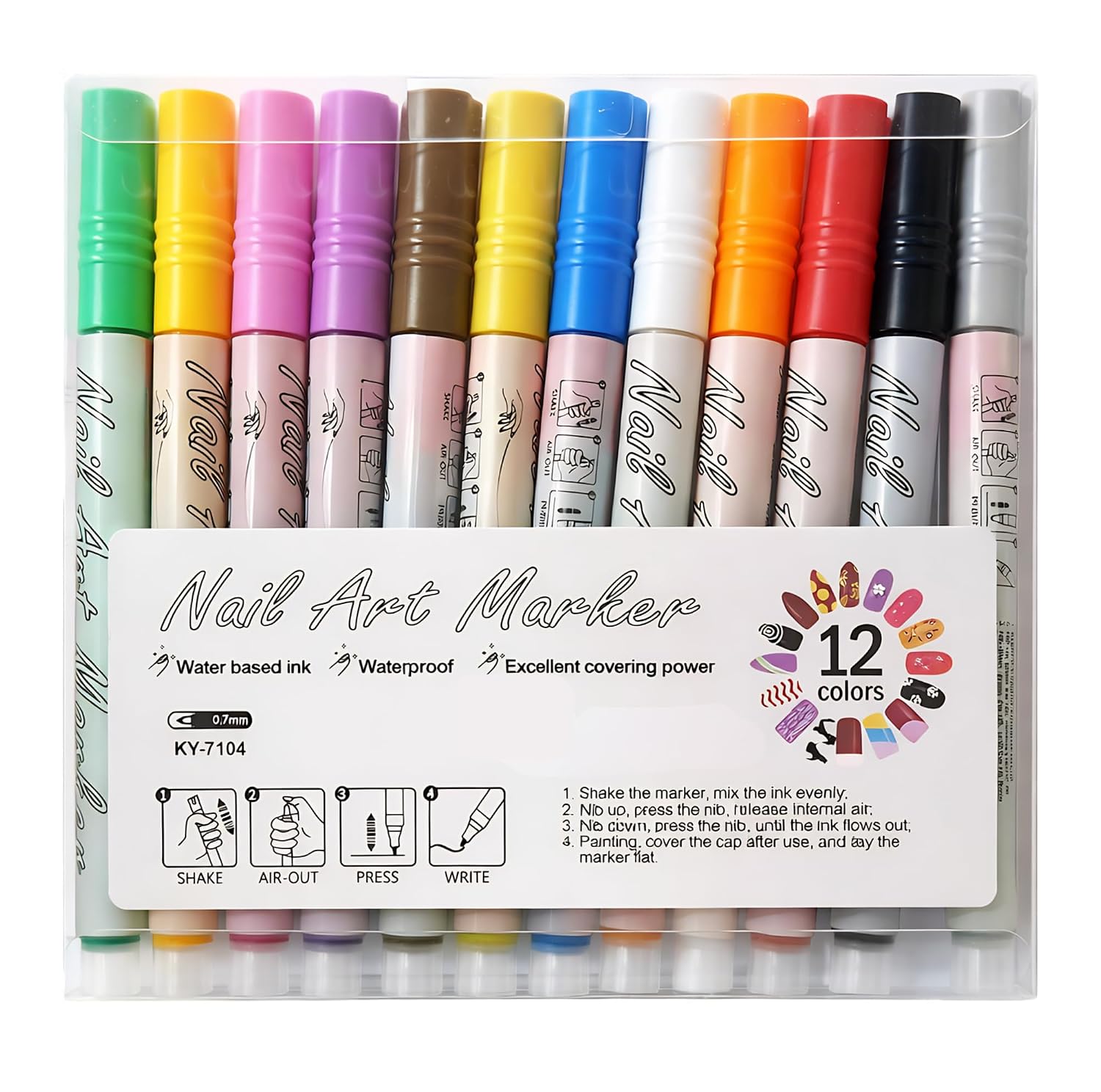 12 Colors Nail Art Pens Set, 0.5mm Ultra Fine Tip Nail Marker Pens, Quick Dry Waterproof DIY Nail Polish Pens for Nail Pai... - Review, Price and Buying Guide