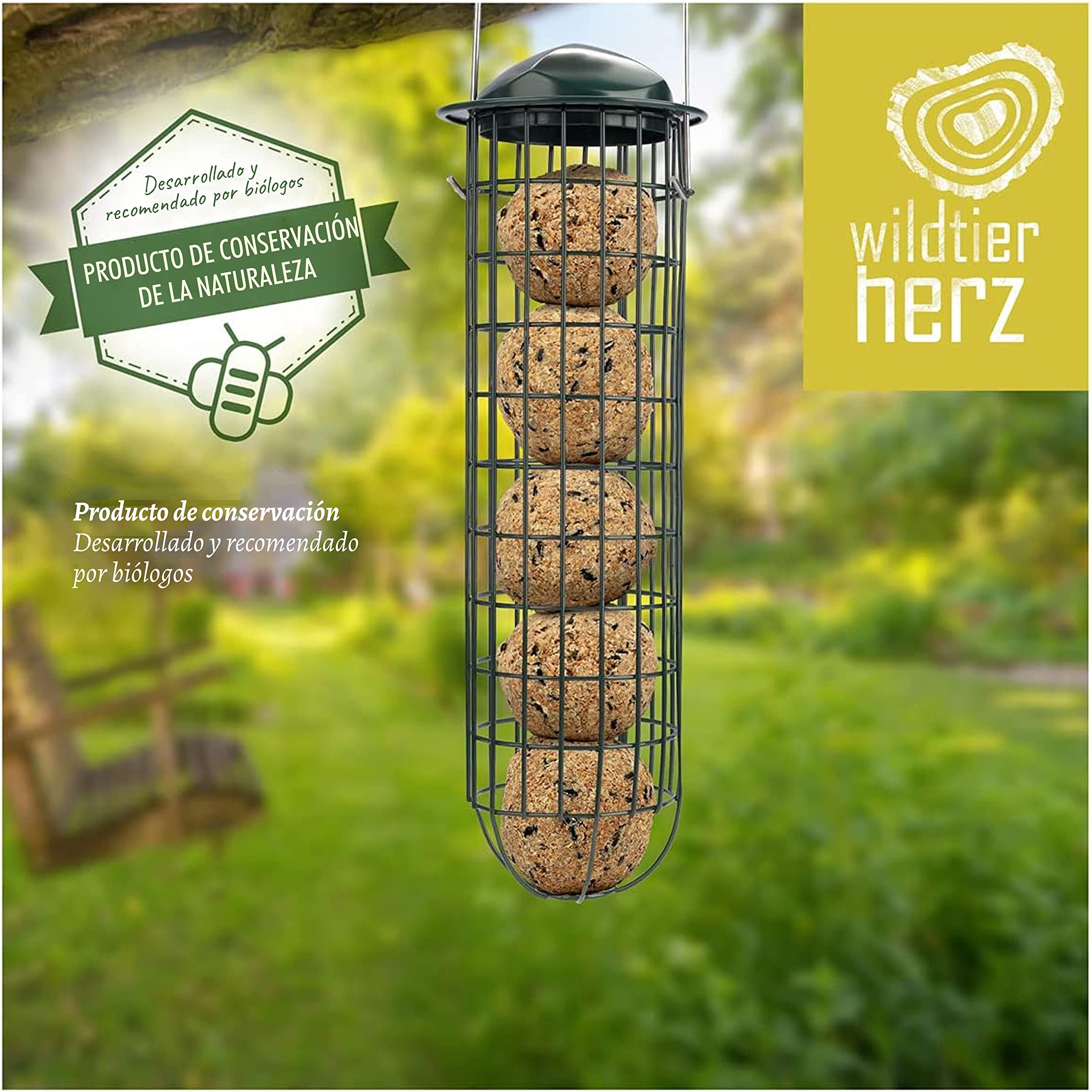 Wildtier Herz Comedero para pájaros (31cm) de Metal Inoxidable, Jaula de alimento para Aves Silvestres, Dispensador de Bolas de Grasa, Proporciónale alimento Todo el año para Las Aves de tu jardín — view 7