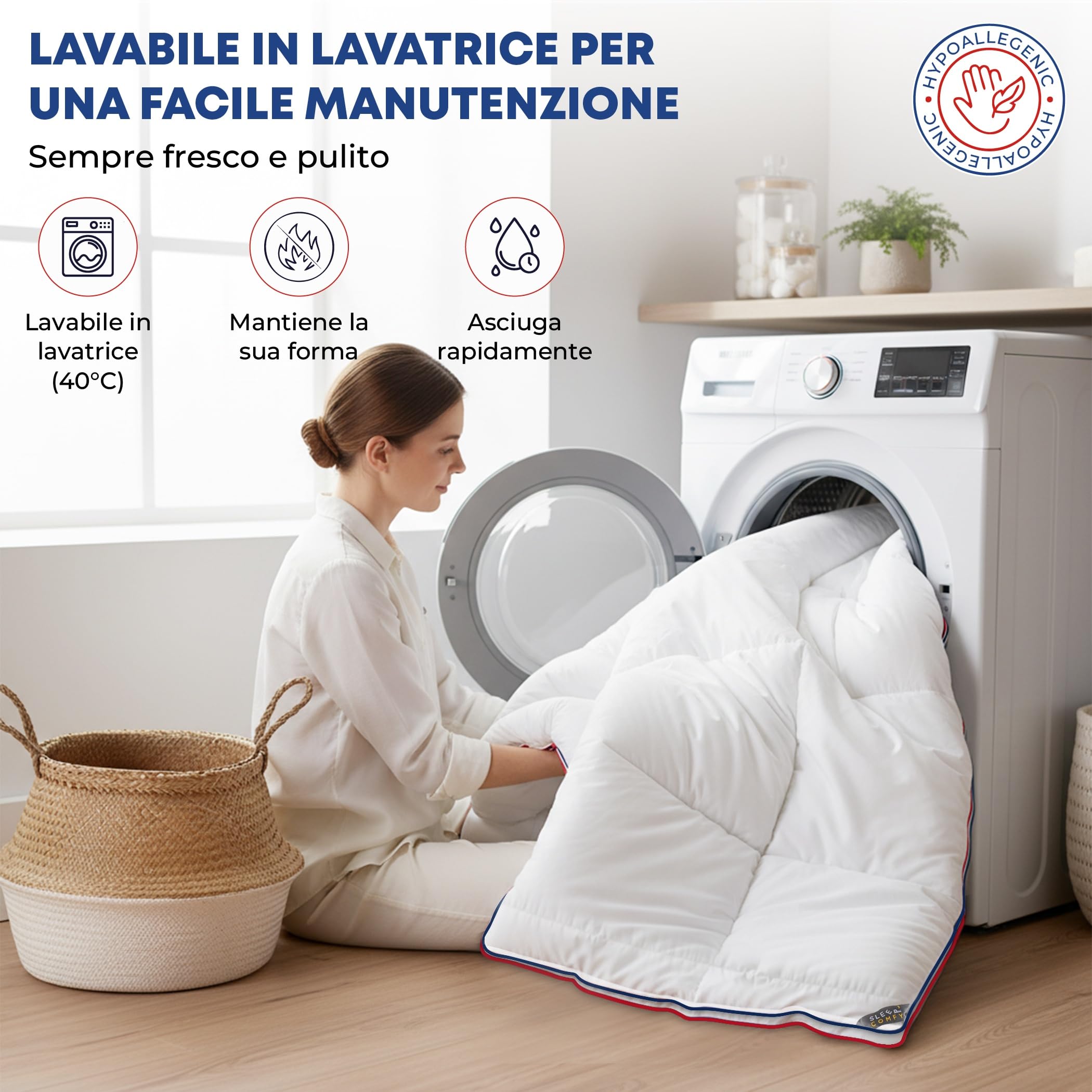 SLEEP COMFY Lusso 4 Stagioni Caldo Copriletto Grande 240 x 200 Trapunta Con 2 Pezzi Combinabili Per Tutto L'Anno, Coperta Invernale Per 2 Persone, Bianco