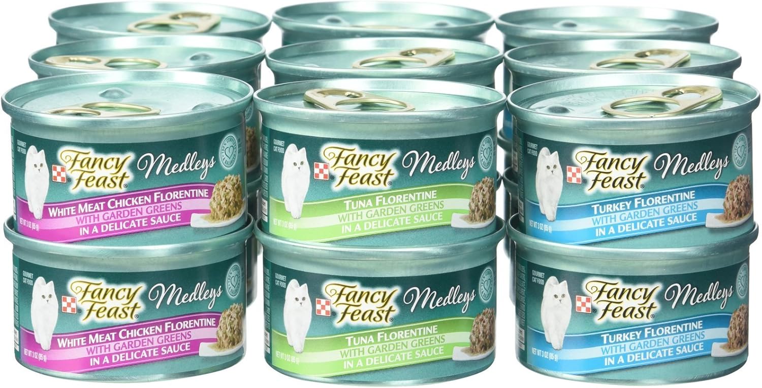 Fancy Feast Purina Medleys Cat Food Variety Pack - Florentine Collection - 3 Oz, 18 Case