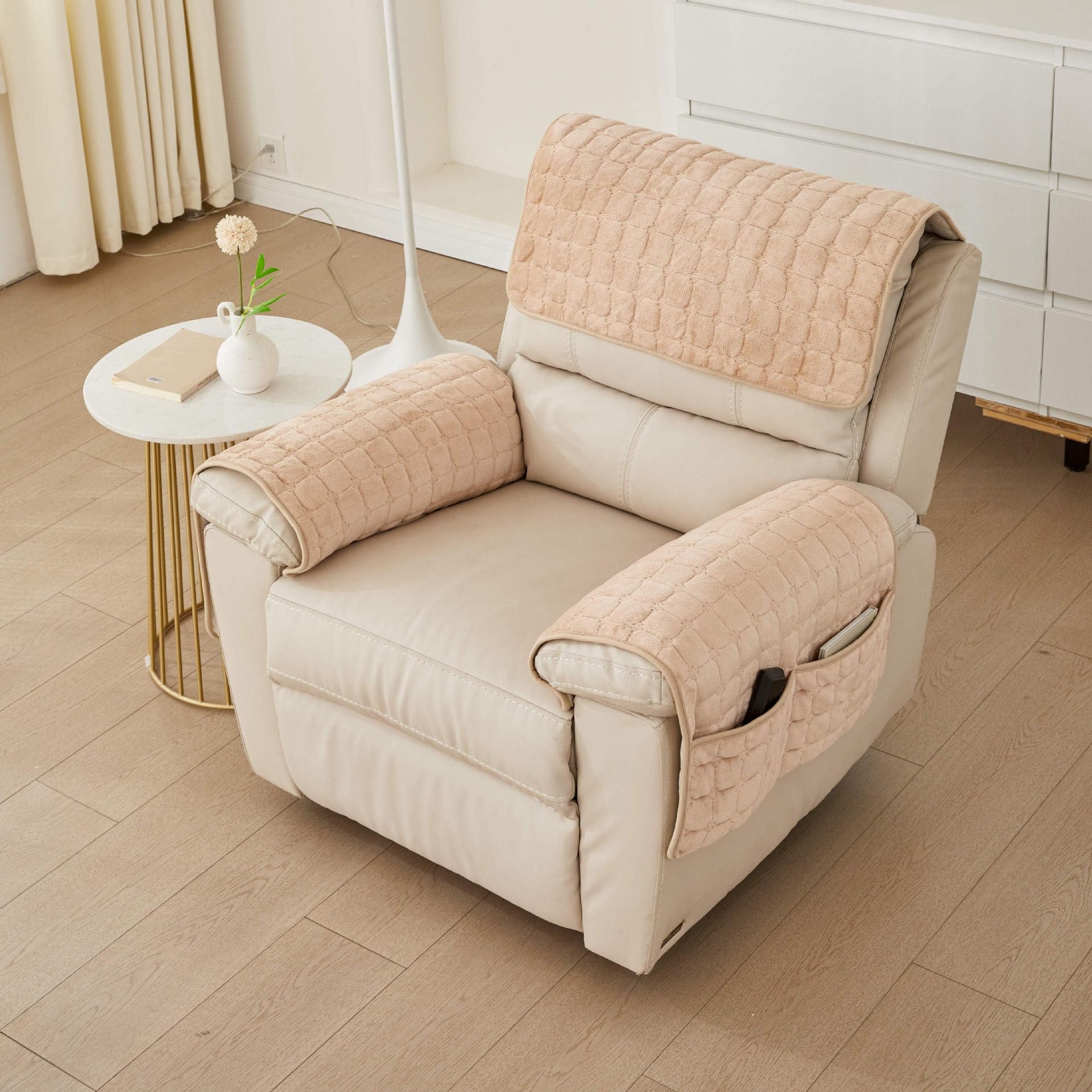 Housse d'accoudoir de canapé antidérapante et lavable en flanelle douce pour fauteuil, 4 pièces