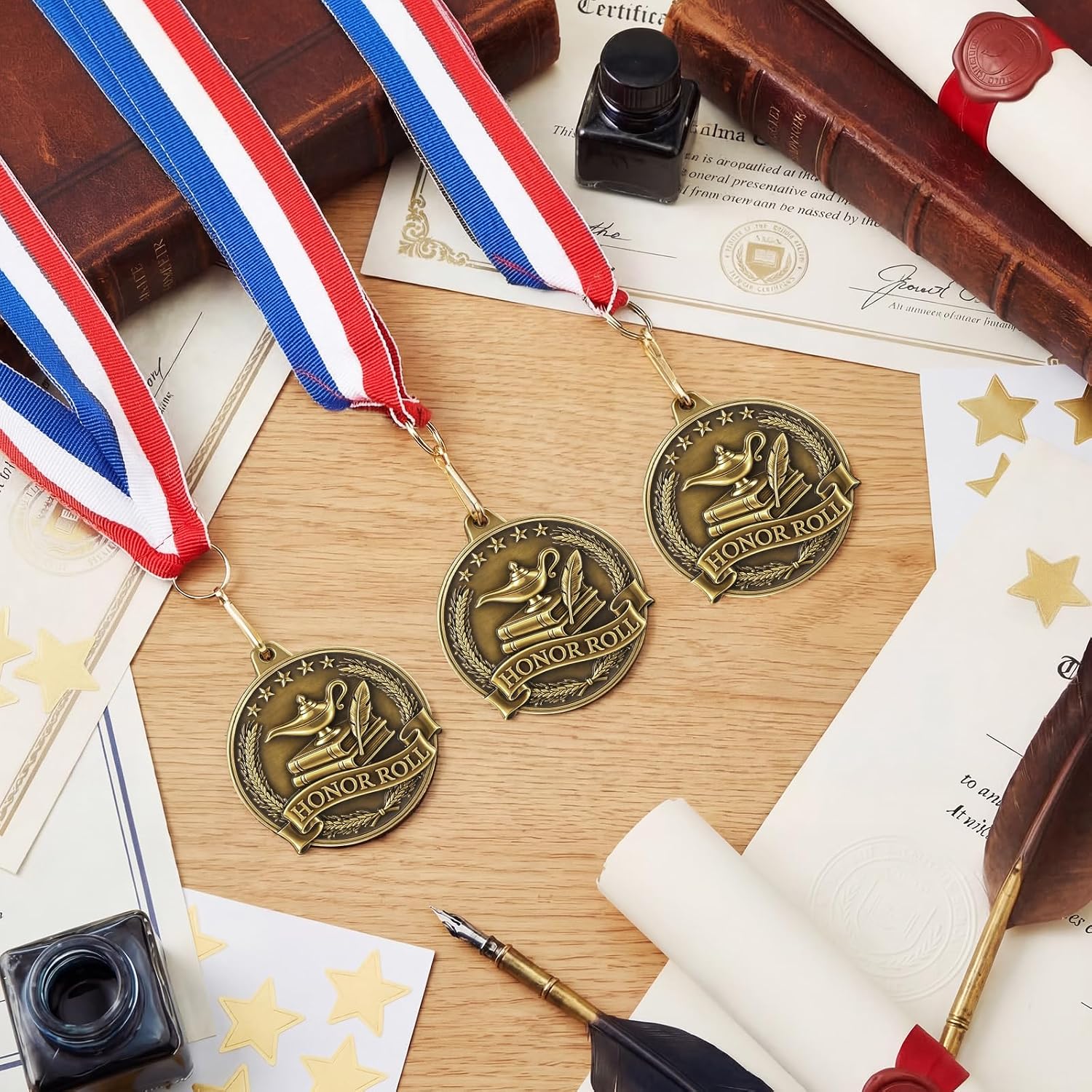 AmazingSpark 12/30/50/100 2" Metal Graduation Award Medals Bulk with Neck Ribbon End of Year Gold Honor Recognition Winner Medals Trophy Award Prize Gift for Grad Ceremony