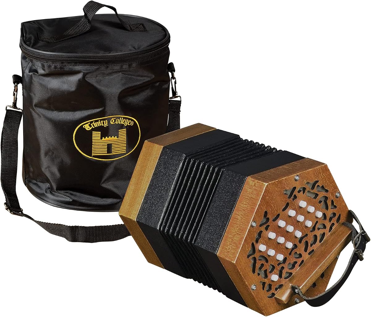 Trinity College AP-1230A Anglo-Style Concertina, Walnut Finish | 30 Buttons, 1½ Octave Range, Chromatic Tuning, Travel Bag Included