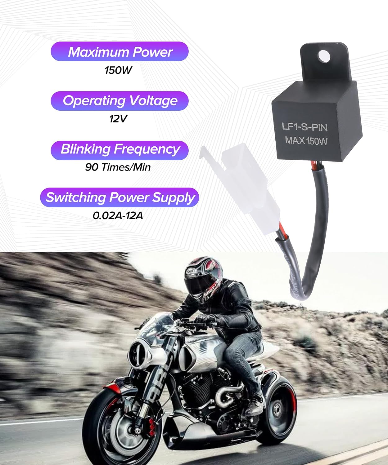 Turn Signal Relay,Car Accessories Flasher Relay for LED Turn Signal,Automotive Relays,12V 2Wire 2Pin Turn Signal Relays for Fixing Hyper Flashing Issue,Compatible with WR,YZF,CBR1000,VTX1300