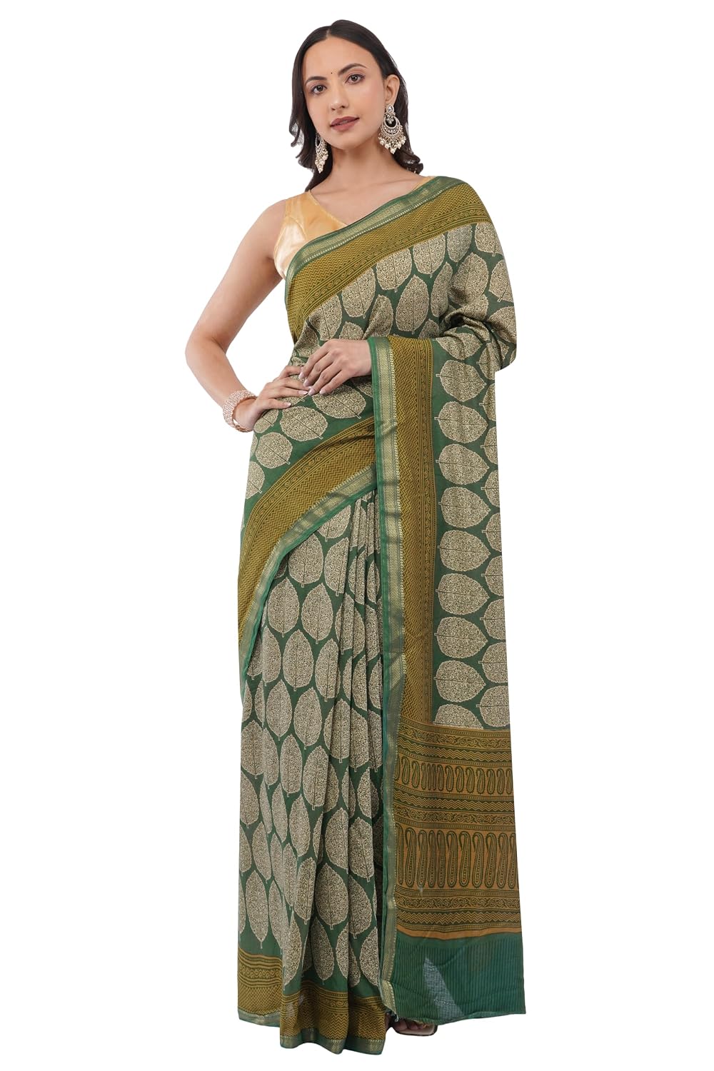 Ambararambh Olive Green Art Silk Saree with All Over Leaf Motif Design | Traditional Pattern Saree for Women | Ethnic Wear... - Review, Price and Buying Guide