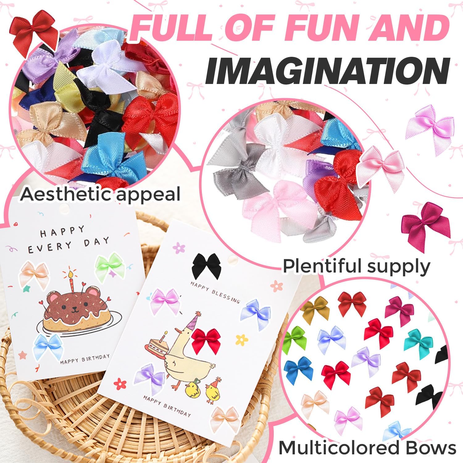 100 Pcs Mini Bows Multicolor, 1 Inch Small Premade Satin Ribbon Bows for DIY Crafts Sewing Scrapbooking Gift Wrapping Hair Accessories Christmas Party Decor (Multicolor) image 3