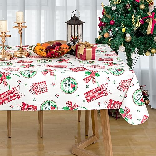 Vista 164 de Mantel rectangular de vinilo de 52 x 70 pulgadas con reverso de franela, mantel para el día de San Valentín, mantel de hule 100% impermeable Azul