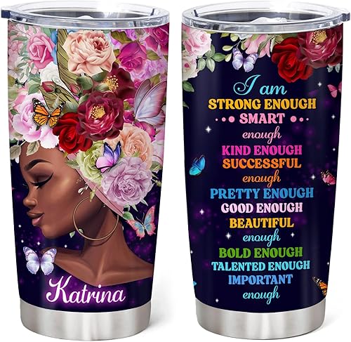 Hyturtle Vaso de melanina personalizado de 20 onzas de acero inoxidable de doble pared al vacío para café taza de viaje con tapa regalos africanos