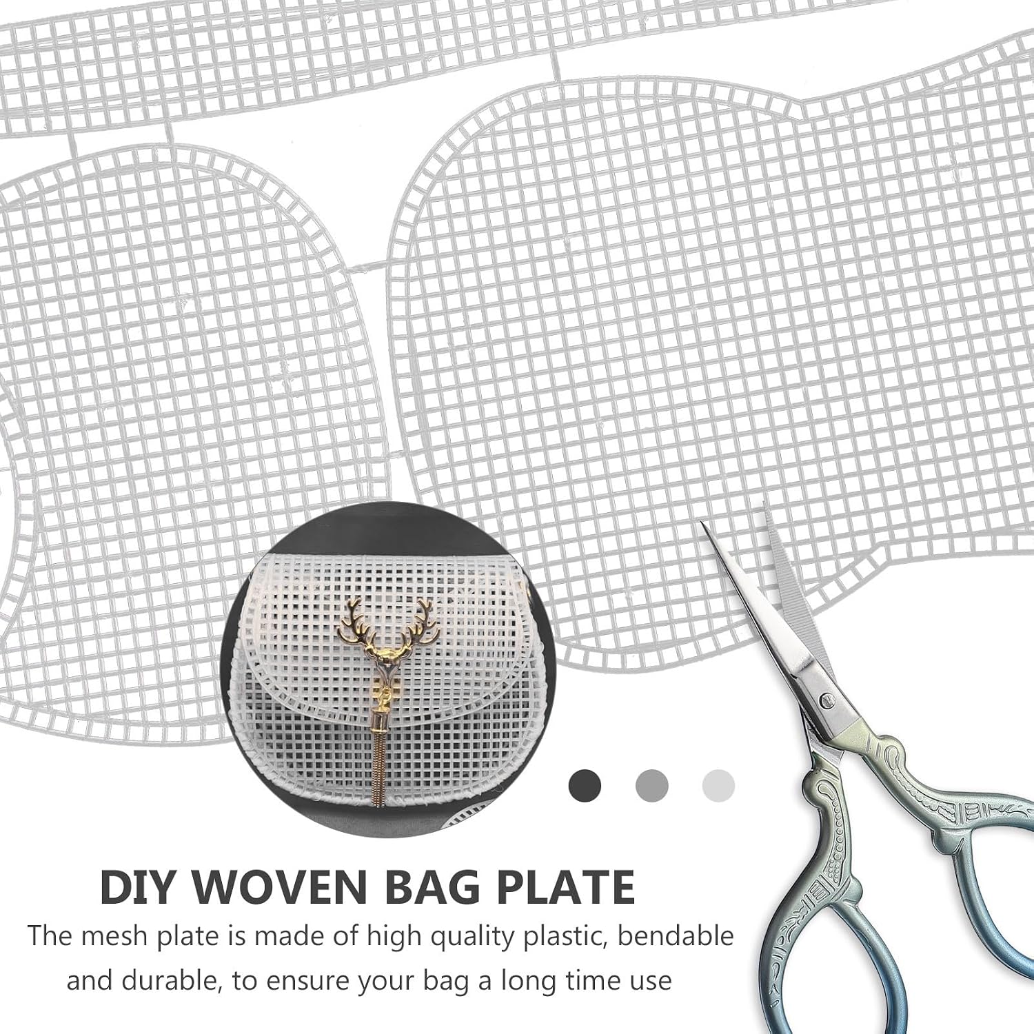 SEWOART 3 Sets Embroidery Bag Plate for Ladies Plastic Grid Sheets | Odour Free Plastic, Cut-Out Holes, Can be Cut to Size or Shape, for Cross Stitch and Woven Projects