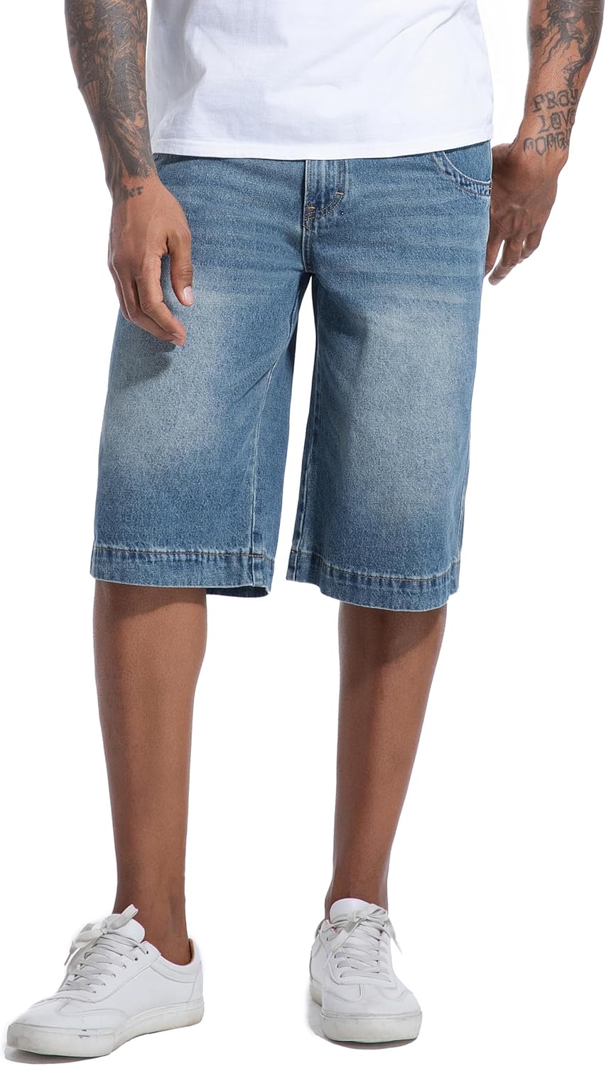 Men's Baggy Jean Shorts Y2K Streetwear Jorts - Loose Fit Wide Leg Denim Vintage 90s Hip Hop 12oz Cotton - Image 4