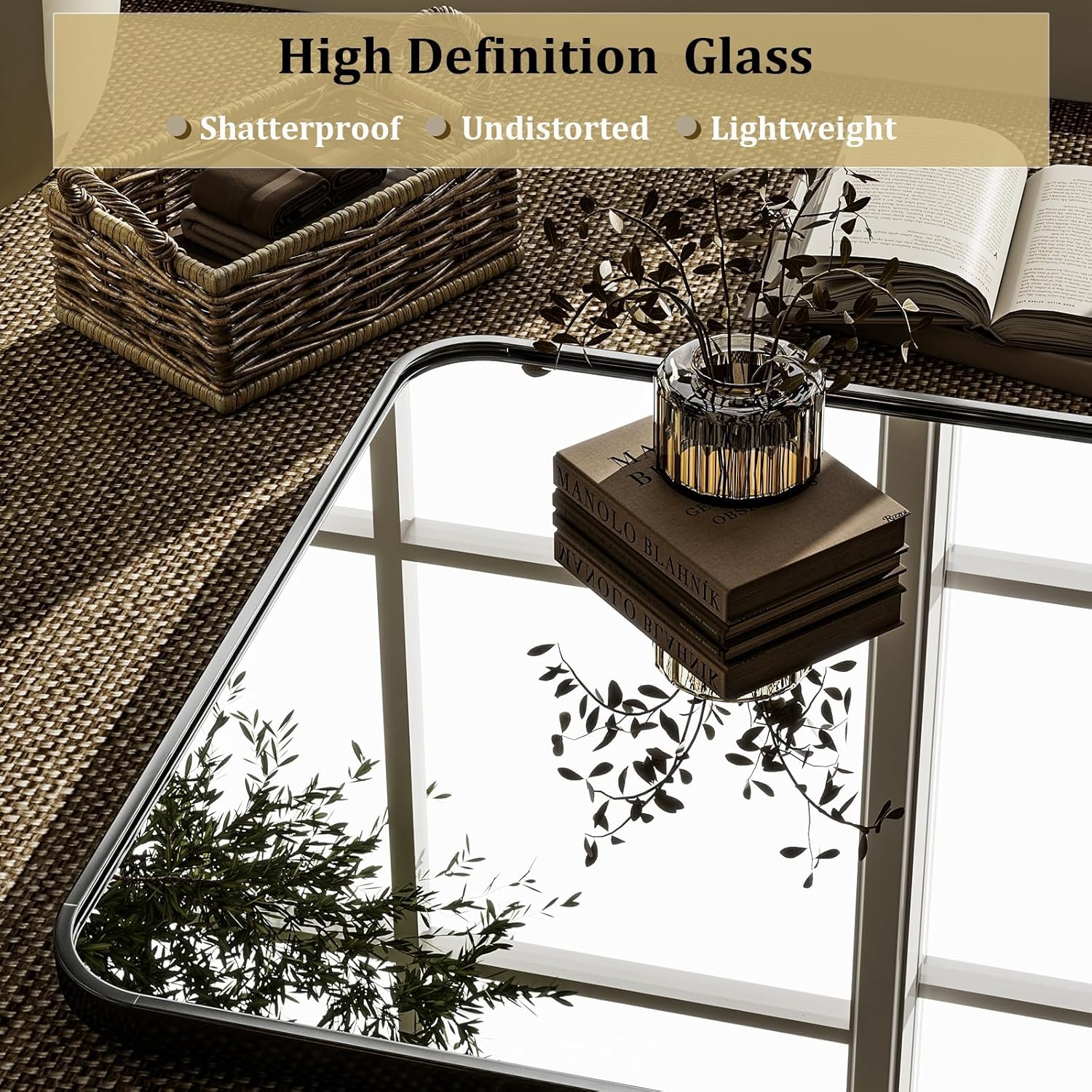 VooBang Round Corner Mirror Full Length, 66" x 23" Floor Mirror with Stand, Matte Aluminum Alloy Frame Full Body Mirror, Standing Hanging or Leaning for Bedroom and Living Room, Black - Image 3