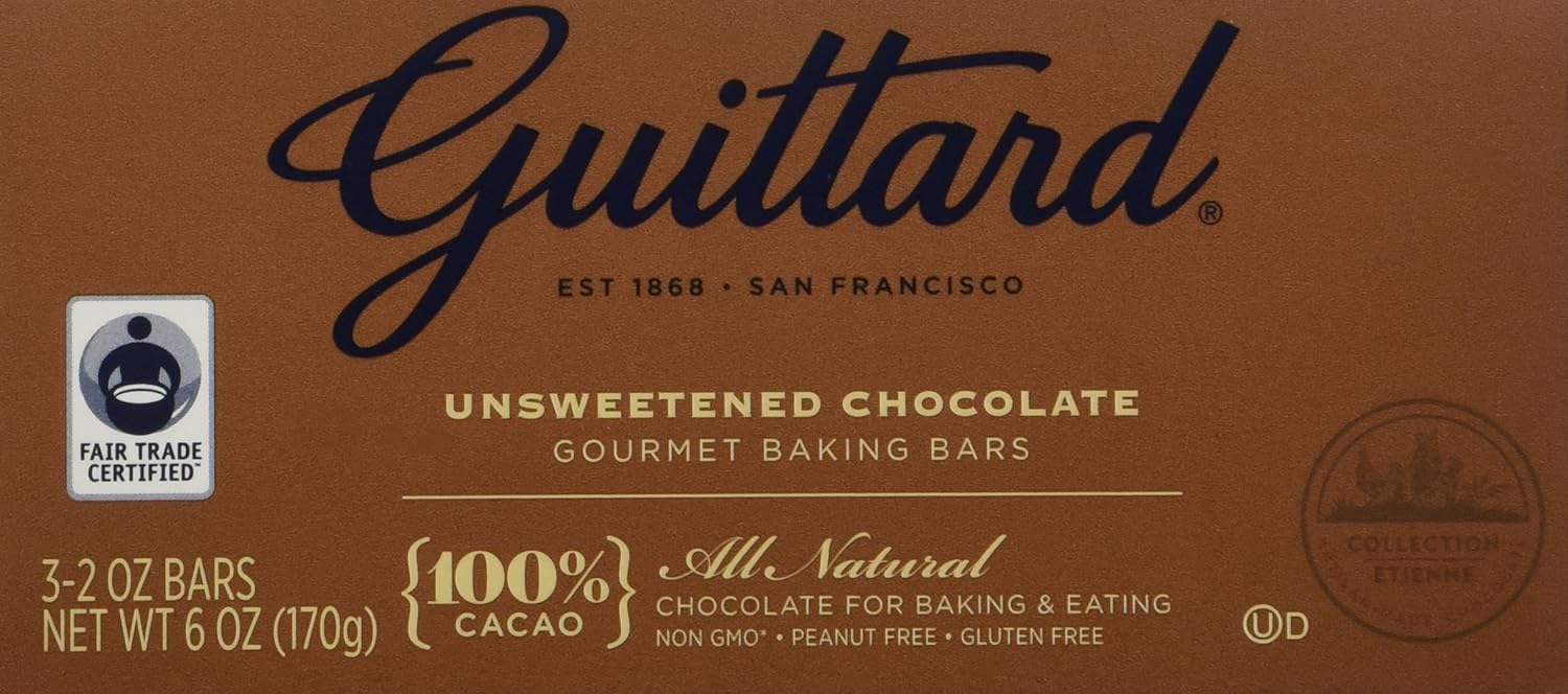 Guittard, 100% Unsweetened Chocolate Baking Bar, 6oz Package (Pack of 4)4