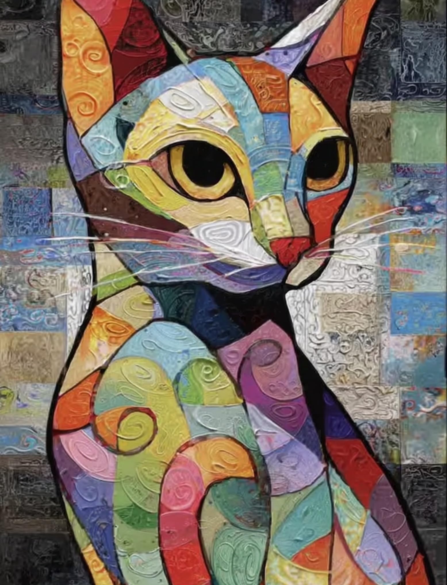 WANGWANGMIAO Paint by Numbers for Adults -Colorful Cats-Painting by Numbers for Kids,Oil Number Painting Kits for Home Wall Decor，20x16inch，with Frame