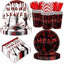 Halloween Party Supplies, 192 Pcs Red Splatter Tableware Set